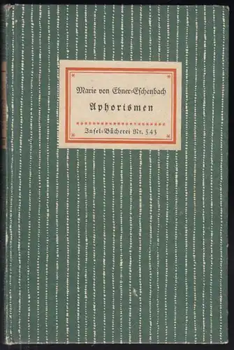 EBNER-ESCHENBACH, Aphorismen. 1941