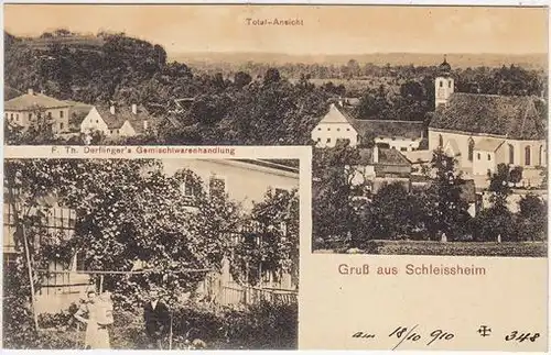 Gruß aus Schleissheim. Totalansicht. F. Th.... 1900