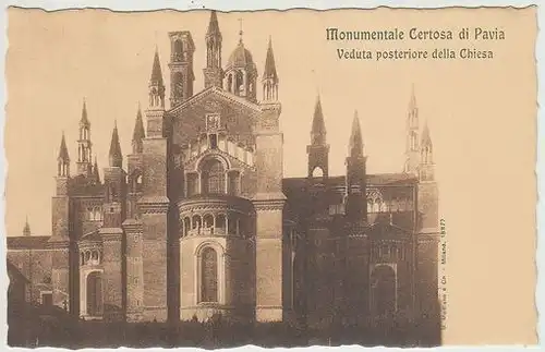 Monumentale Certosa di Pavia. Veduta posteriore... 1900