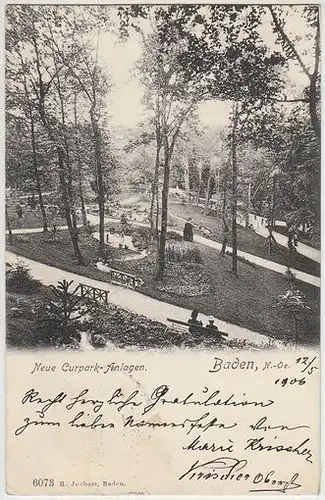 Baden, N.-Oe. Neue Curpark-Anlagen. 1900