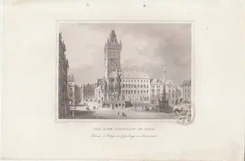 Das alte Rathaus in Prag. 1842