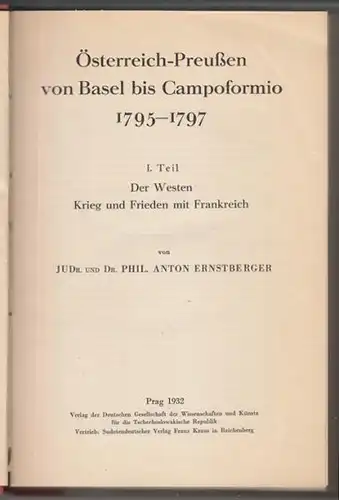 ERNSTBERGER, Österreich-Preußen von Basel bis... 1932