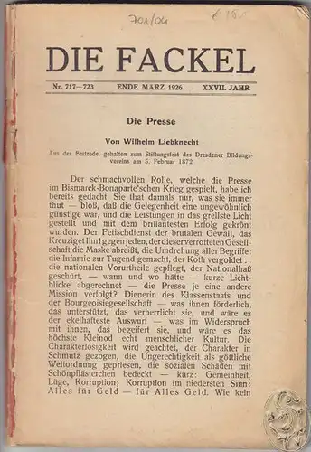 DIE FACKEL. Hrsg. Karl Kraus. 1926 0701-04