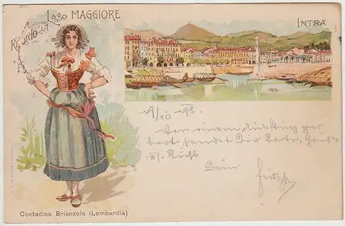 Ricordo del Lago Maggiore. Intra. Contadina... 1890