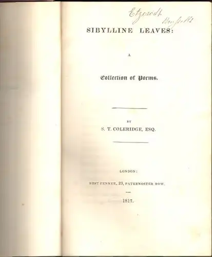 COLERIDGE, Sibylline Leaves. A Collection of... 1817