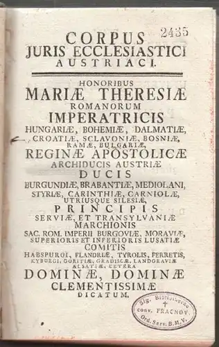RIEGGER, Corpus Juris Ecclesiastici Austriaci.... 1764