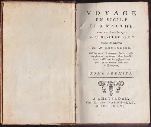 BRYDONE, Voyage en Sicile et a Malthe, fait en... 1776