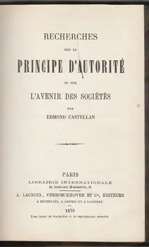 CASTELLAN, Recherches sur le Principe... 1870