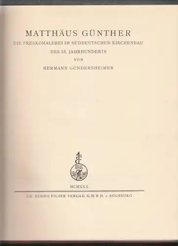 GUNDERSHEIMER, Matthias Günther. Die... 1930