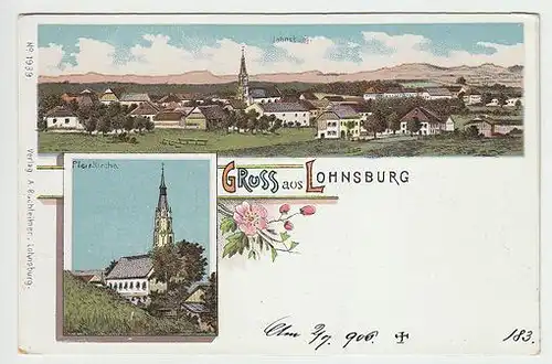 Gruss aus Lohnsburg. Lohnsburg. Pfarr-Kirche. 1880