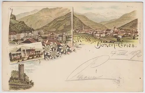 Gruss aus Bozen-Gries. Kurhaus. Gescheibter... 1890