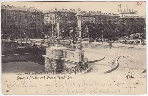 Wien. Stefanie-Brücke und Franz Josefs-Quai. 1900