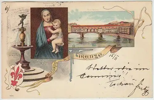 Ricordo di Firenze. Ponte Vecchio. Madonna del... 1890