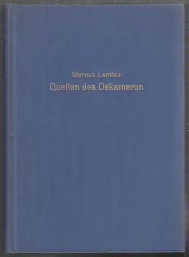 LANDAU, Die Quellen des Dekameron. 1971