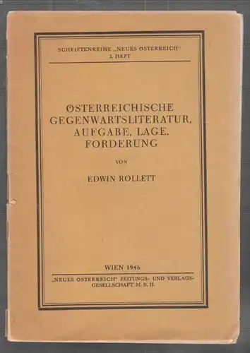 ROLLETT, Österreichische Gegenwartsliteratur,... 1946