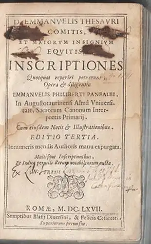 THESAURO, Inscriptiones.Quotquot reperiri... 1667