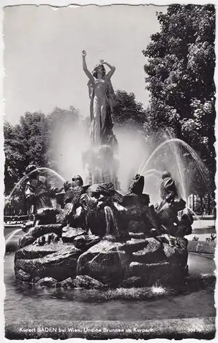 Kurort Baden bei Wien. Undine Brunnen im Kurpark. 1900