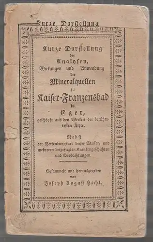 HECHT, Kurze Darstellung der Analysen,... 1824