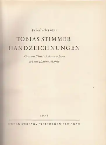 THÖNE, Tobias Stimmer. Handzeichnungen. Mit... 1936