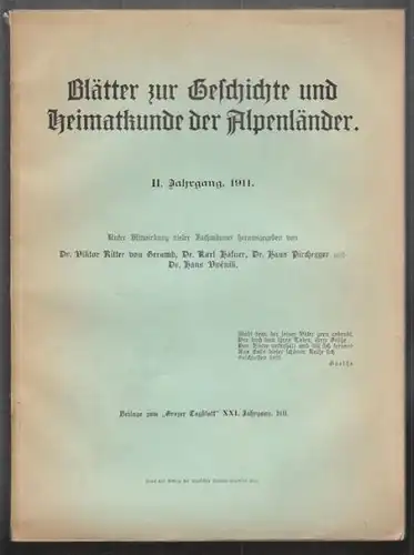Blätter zur Geschichte und Heimatkunde der... 1911