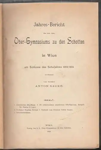 SAUER, Jahres-Bericht des kais. kön.... 1904