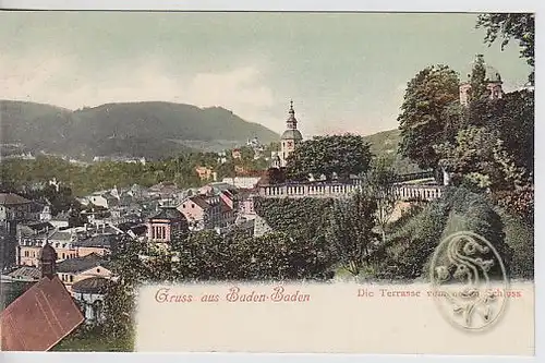 Gruss aus Baden-Baden. Die Terrasse vom neuen... 1890