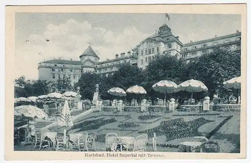 Karlsbad. Hotel Imperial mit Terrasse. 1910