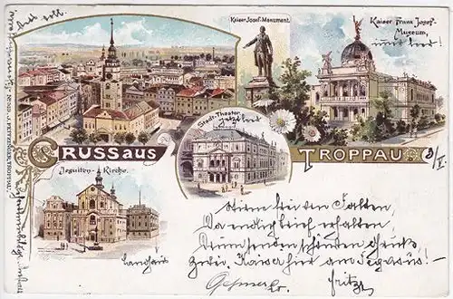 Gruss ausTroppau. Kaiser-Josef-Monument. Kaiser... 1890