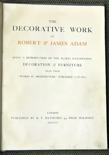 ADAM., The decorative work of Robert & James... 1901