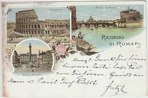 Ricordo di Roma. Colosseo. Castel S. Angelo.... 1900