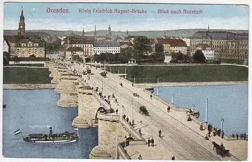 Dresden. König Friedrich August-Brücke - Blick... 1900