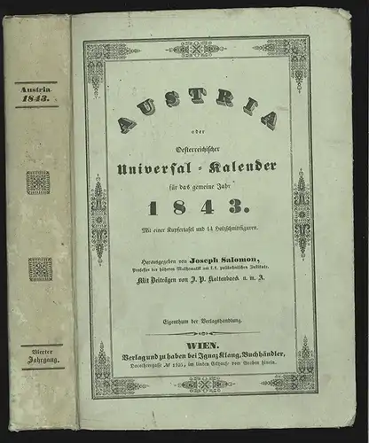 Austria oder Oesterreichischer Universal-Kalender für das gemeine Jahr 1843. Mit