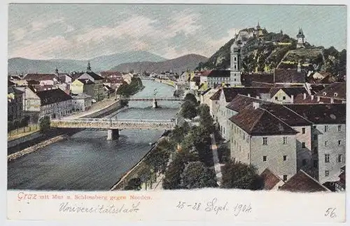 Graz mit Mur u. Schlossberg gegen Norden. 1890