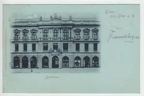 Gruss aus Linz a. D. Sparkasse. 1890