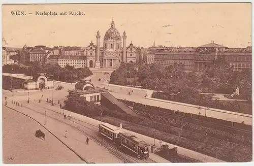 Wien. - Karlsplatz mit Kirche. 1910