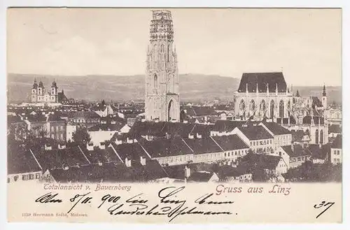 Gruss aus Linz. Totalansicht v. Bauernberg. 1900
