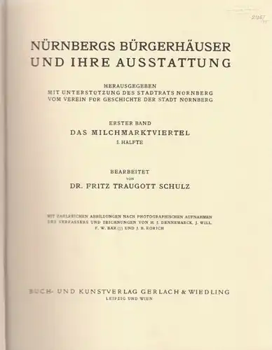 SCHULZ, Nürnbergs Bürgerhäuser und ihre... 1933