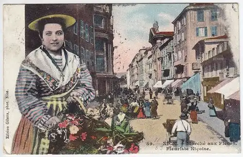 Nice - Marché aux  Fleurs. Fleuriste Nicoise. 1900