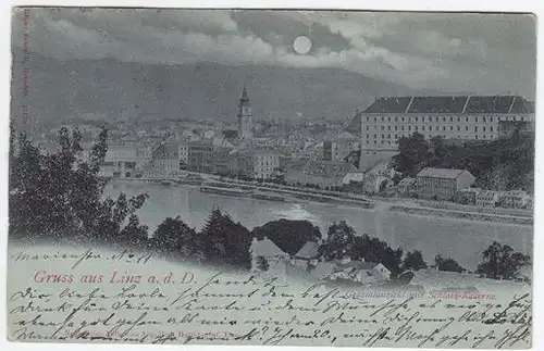 Gruss aus Linz a. d. D. Gesamtansicht mit... 1900