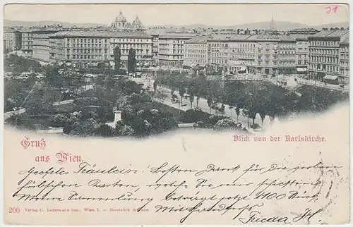 Gruß aus Wien. Blick von der Karlskirche. 1890