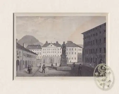 Mozarts Monument (Mozartplatz in Salzburg). 1840