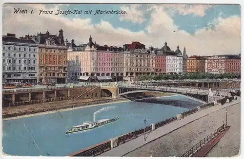 Wien I. Franz Josefs-Kai mit Marienbrücke. 1915