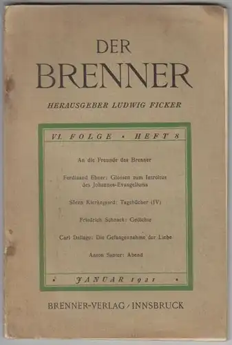 Der Brenner. Hrsg. v. Ludw. Ficker. 1921