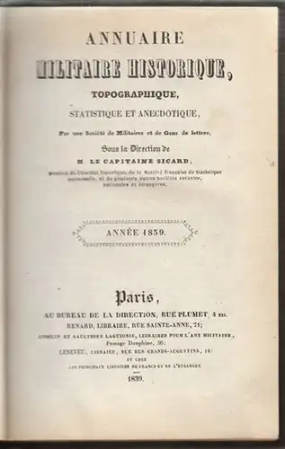 SICARD Hrsg.., Annuaire Militaire Historique,... 1839