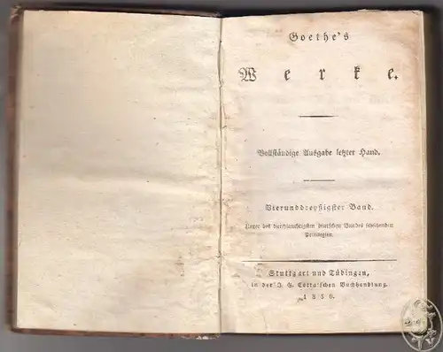 Werke. Vollständige Ausgabe letzter Hand. Unter des durchlauchtigsten De 0546-04