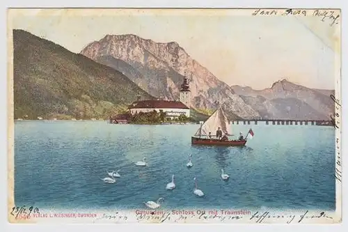 Gmunden. Schloss Ort mit Traunstein. 1890