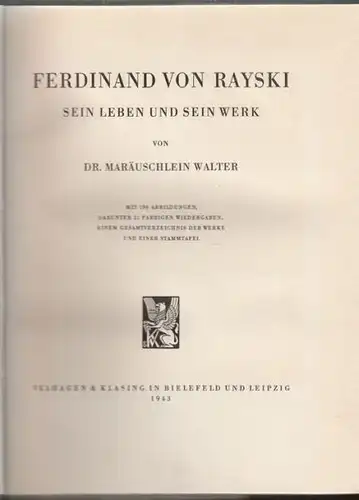 MARÄUSCHLEIN, Ferdinand von Rayski. Sein Leben... 1943