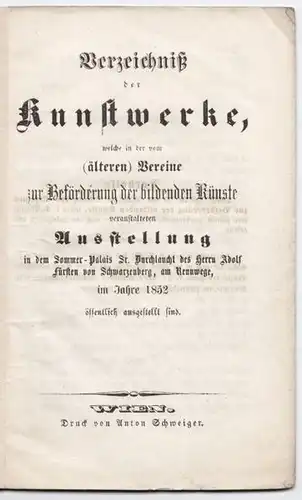 Verzeichnis der Kunstwerke, welche in der vom... 1852