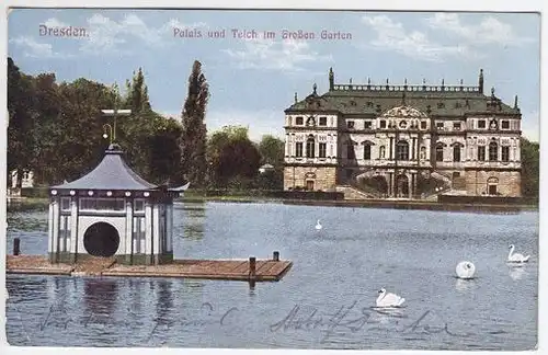 Dresden. Palais und Teich im Großen Garten. 1890