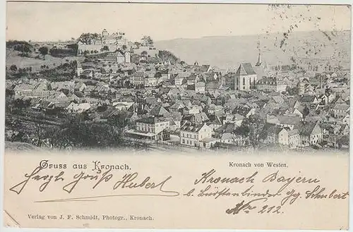 Gruss aus Kronach. Kronach von Westen. 1890